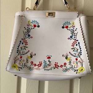 White floral purse